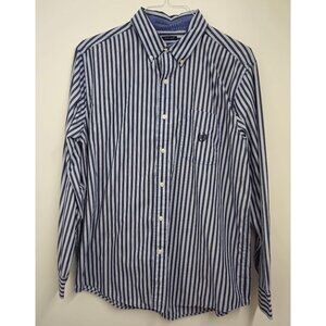 Chaps Button-Down Shirt, Size L, blue/white